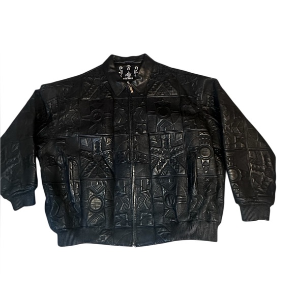 Al Wissam Other - Al Wissam Black Embossed Leather Bomber Jacket Size 56 Luxury Sweet Wear Black